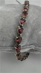 Almandine Garnet Silver-Stone Bracelet 925 Silver 2.36g